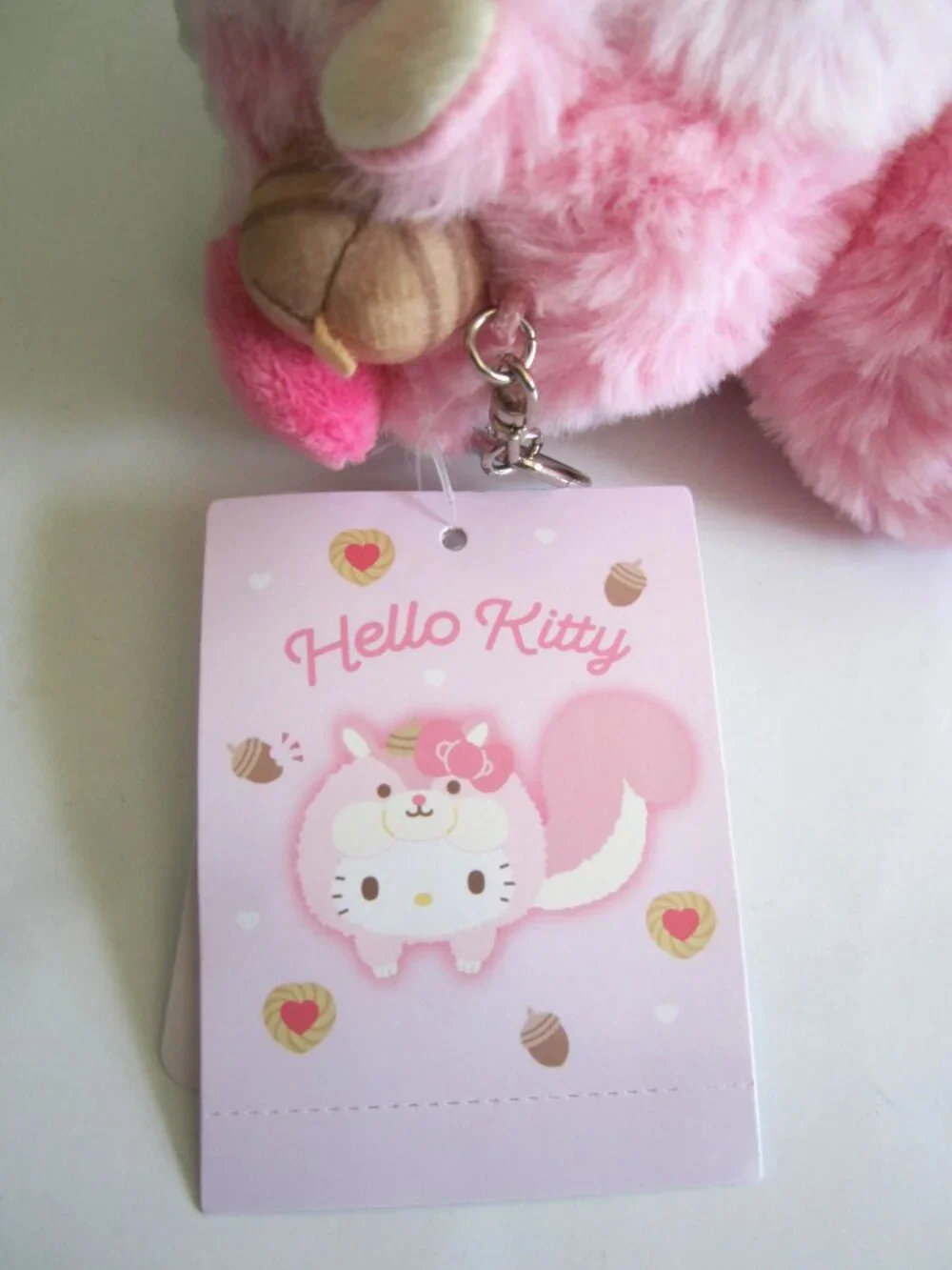 Hello Kitty Squirrel Costume Carry Heart Pink Keychain Plush Doll Sanrio NEW - Picture 6 of 7